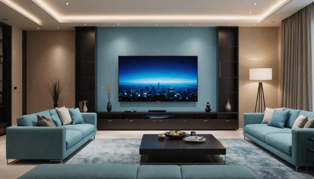 mur TV avec éclairage